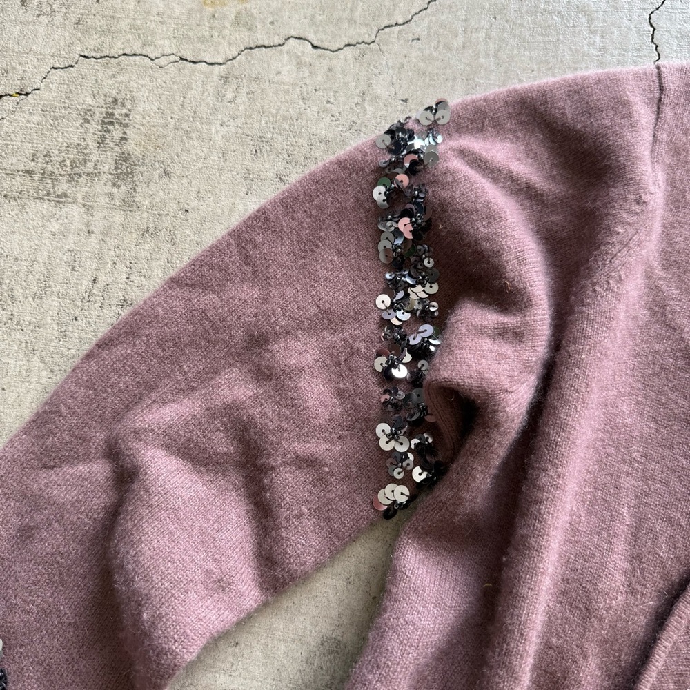 Evolve / Open-front Draped Sequined Cashmere Sweater / brown / small - Picture 4 of 7